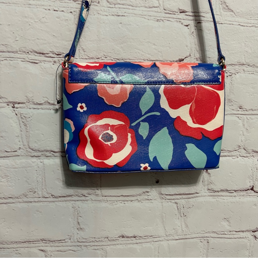 kate spade Blue Floral Crossbody Bag with Pink, Red and White Accents - Picture 2 of 8